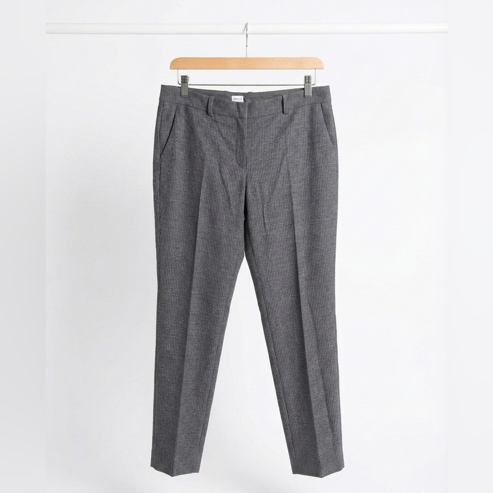 NWT• Armani Collezioni Gray Pinstripe Wool Trousers 16 Quiet Luxury Office